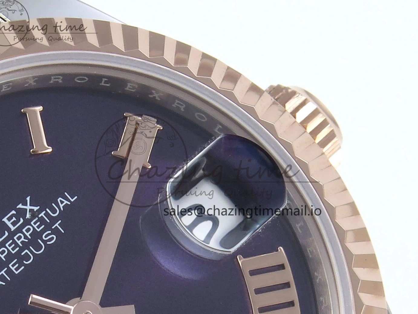 MiroTime 0218 DateJust 31 278271 ARF 1:1 Best Edition 904L Steel Purple Roman Diamonds Dial on SS RG Oyster Bracelet ETA TechFriendly 523